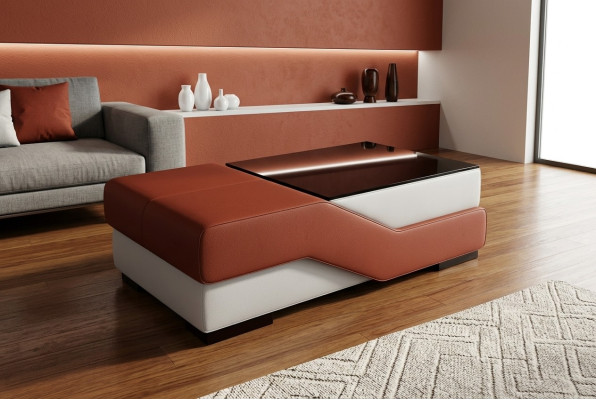 Designer Tavolo in vetro Tavolo Imbottito Moderno Soggiorno Divano in Pelle Sofa