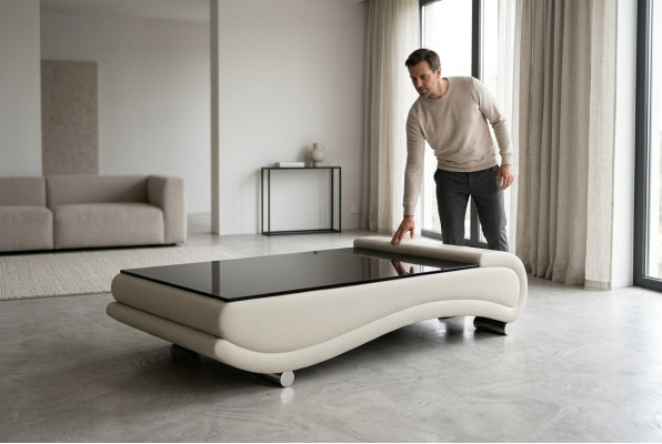 Tavolino Tavolo Imbottito Design Tavolino in Vetro Tavolino Lato in Pelle Divano Tavoli