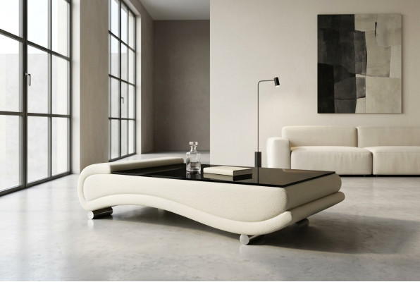 Tavolino Tavolo Imbottito Design Tavolino in Vetro Tavolino Lato in Pelle Divano Tavoli