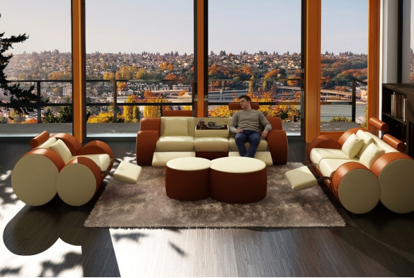 Set di divani imbottiti di design in pelle XXL divano 3+2+1 moderno divani sofa