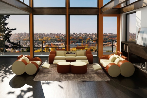 Set di divani imbottiti di design in pelle XXL divano 3+2+1 moderno divani sofa