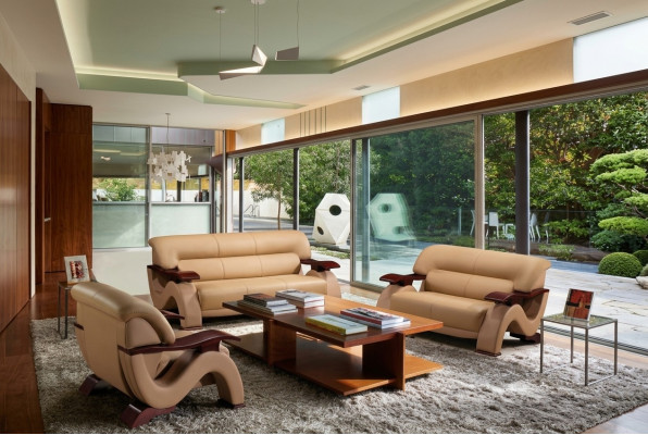 Set di divani moderno di design divano divano poltrona set divani in pelle di lusso.