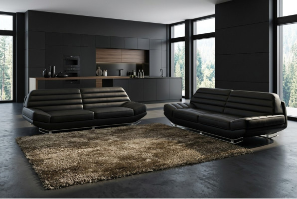 Set divano design 3+2 in pelle per il salotto