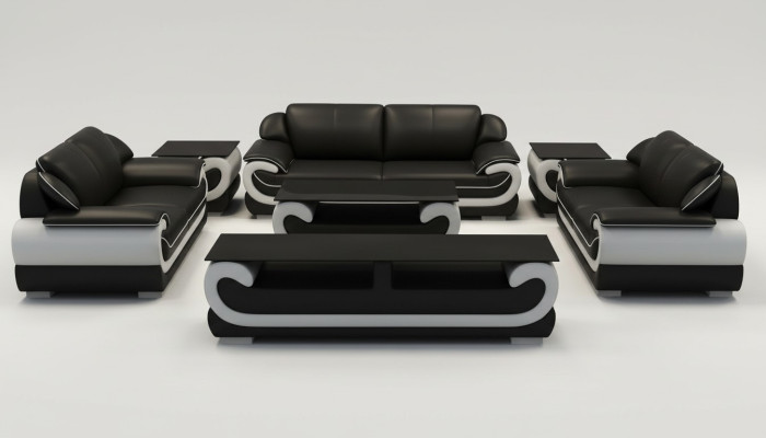 Divano in pelle angolare composizione 3 + 2 posti design moderno divano 0615