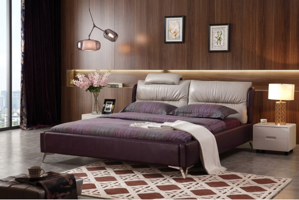 Design di lusso moderno Letto XXL Stile dei letti Decorazione dell'hotel in pelle doppia 140 160