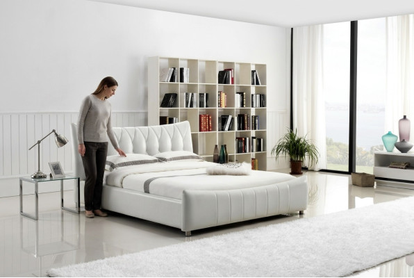 Design moderno Letto XXL Letti Hotel di lusso Stile doppio in pelle 140 160