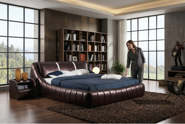 Design moderno dell'hotel Letto XXL Letti Stile di lusso in pelle matrimoniale 140 160 180x200cm.