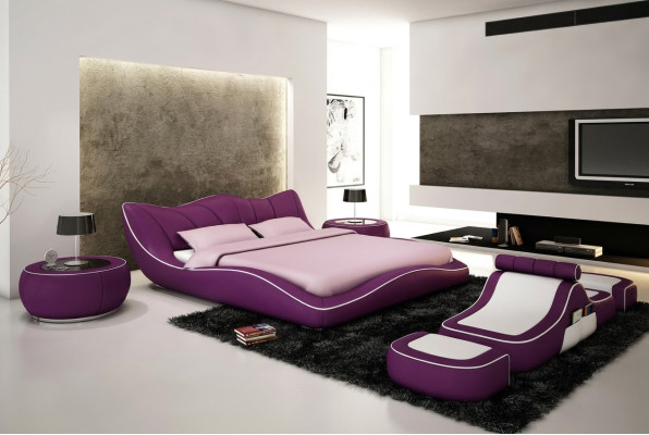 Design moderno Letto XXL Letti decorativi Stile di lusso Doppi Hotel Pelle
