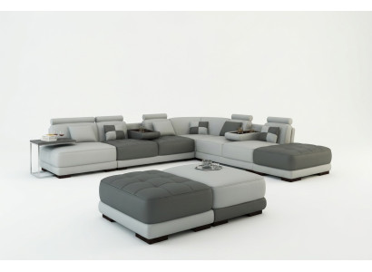 XXL Divano Designer Angolare a Forma di L con Rivestimento