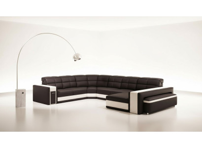 Design angoli Grande divano angolare imbottito in pelle con divano insieme XXL.