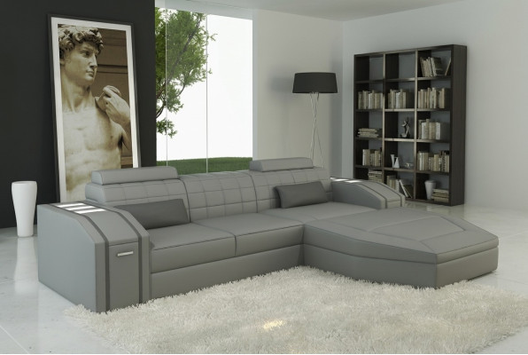 Design Divano d'angolo imbottito in pelle divani set XXL soggiorno