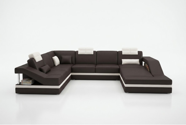 Design Angoli Grande Divano ad Angolo con Cuscini XXL in Pelle Sofà Set Decorativo