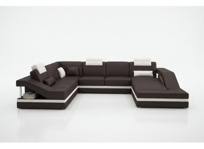 Design Angoli Grande Divano ad Angolo con Cuscini XXL in Pelle Sofà Set Decorativo