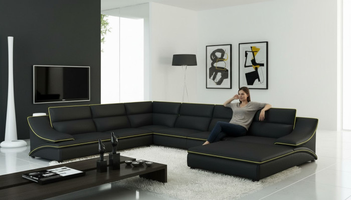 Design XXL Grandi Angoli Imbottiti Angolo Divano Divano in Pelle Set di Divani