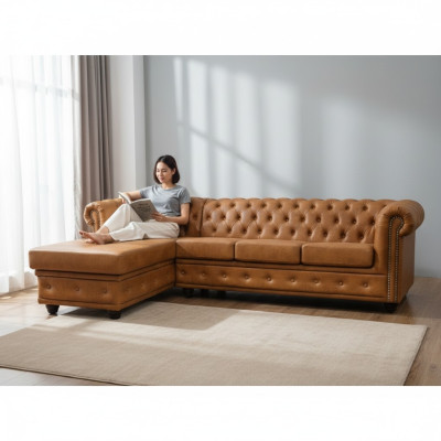 Chesterfield divano in pelle Divano Divano angolare in pelle Set di divani Imbottito angolo Divani