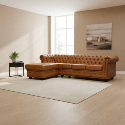 Chesterfield divano in pelle Divano Divano angolare in pelle Set di divani Imbottito angolo Divani