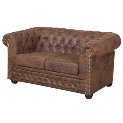 Chesterfield York Gobi divano in pelle a due posti, sofà imbottito, divano nuovo.