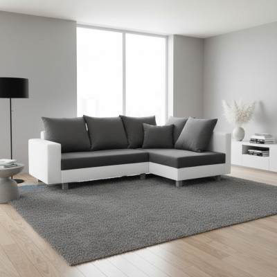 Design divano angolare a L con funzione letto tessuto imbottito nuovo