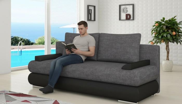 Divano letto design in tessuto a 3 posti per camera degli ospiti.
