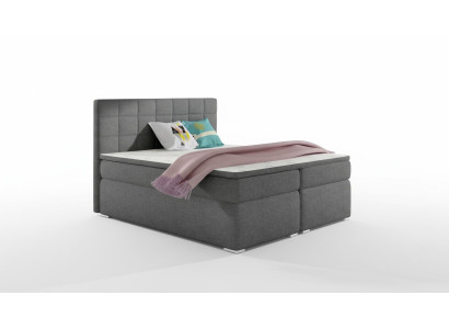 Boxspring letto 180x200cm Hotel in pelle con contenitore completo e topper