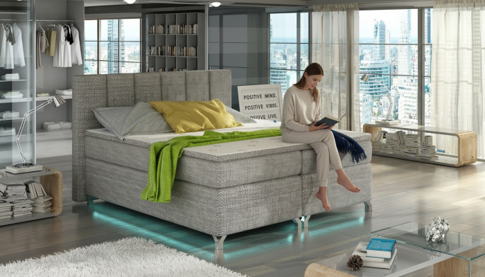 Boxspring Bed 180x200cm Letti Alberghieri in Pelle Completi con Contenitore Topper