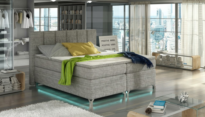 Boxspring Bed 180x200cm Letti Alberghieri in Pelle Completi con Contenitore Topper