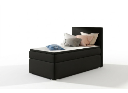 Letto boxspring Hotel 90x200cm in pelle con cassetto letto e topper.