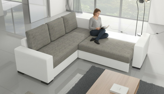 Divano letto design Divano imbottito per il soggiorno Divano angolare Seduta in tessuto Salotto.