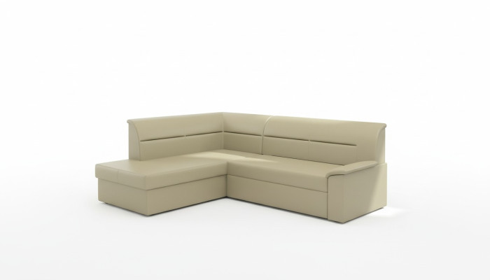 Divano angolare design Elano a L con funzione letto in pelle e tessuto sofà.