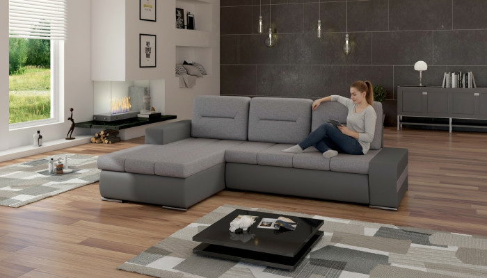 Design divano a angolo Ottavio con funzione letto, divano letto living, divani letto, divano.