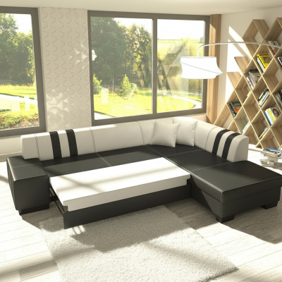 Design classico divano d'angolo Porto II funzione letto tessuto divani divano letto
