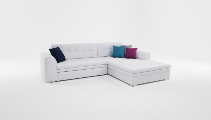 Divano angolare design con funzione letto, divano imbottito in tessuto.