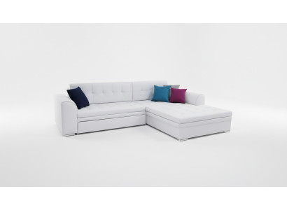 Divano angolare design con funzione letto, divano imbottito in tessuto.