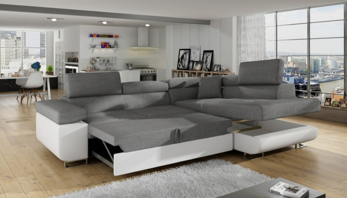 Design classico divano ad angolo con funzione letto, divano, divanetto imbottito in tessuto.