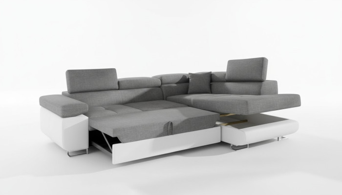 Design classico divano ad angolo con funzione letto, divano, divanetto imbottito in tessuto.