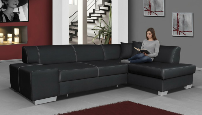 Divano angolare design con funzione letto, divano, divani in pelle e tessuto imbottito nuovo.