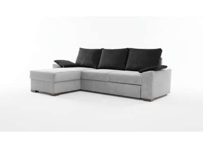 Divano angolare design con funzione letto in pelle o tessuto.