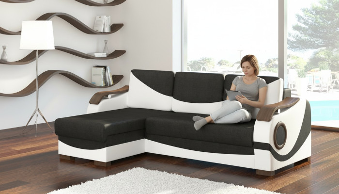 Funzione letto Divano letto angolare con funzione tessuto in tessuto in tessuto da divano.