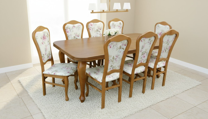 Classico set da pranzo di design in legno tavolo + 8 sedie set di sedie