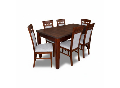 Classico set da pranzo design in legno con tavolo + 6 sedie set di sedie.