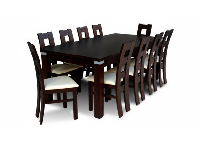 Tavolo da pranzo con 10 sedie, set da pranzo in legno.