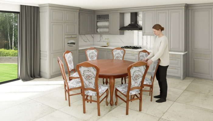 Tavolo da pranzo con set tavolo + 8 sedie sedia set da pranzo rotondo rotondo