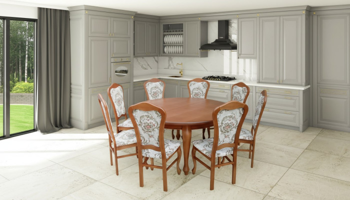 Tavolo da pranzo con set tavolo + 8 sedie sedia set da pranzo rotondo rotondo