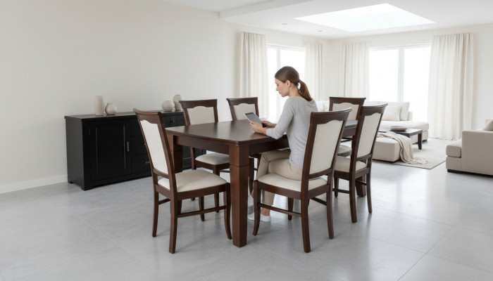 Designer tavolo + set di 6 sedie. Set completo per soggiorno e sala da pranzo.