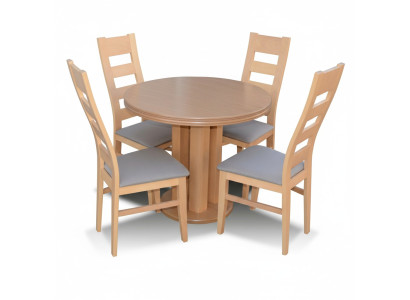 Tavolo rotondo classico in legno design per sala da pranzo con 4 sedie