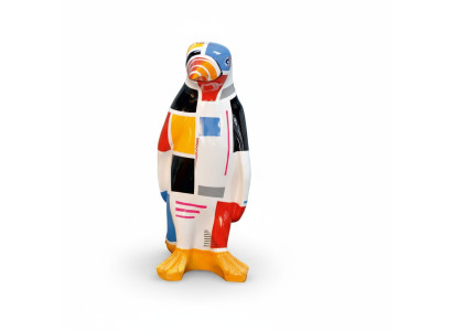 Pinguino statua scultura figura designer XXL, lavorata a mano e dipinta.