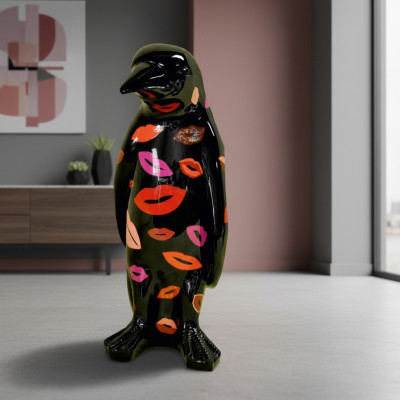 Design di lusso, scultura a figura, scultura a mano di pinguino, sculture di animali, XXL 67cm.