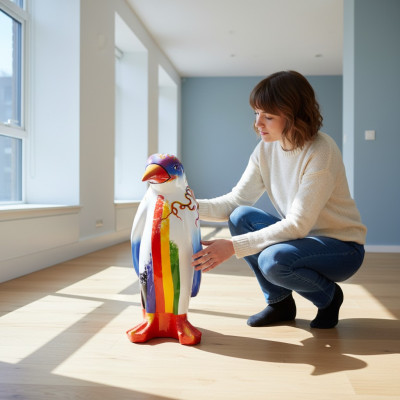 Disegno di lusso Scultura a figura a pinguino fatta a mano Sculture di animali XXL 67cm Figure
