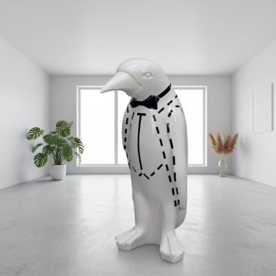 XXL Design 67 cm Pinguino Scultura Figura Lussuosa Artigianale Sculture Animali Figure