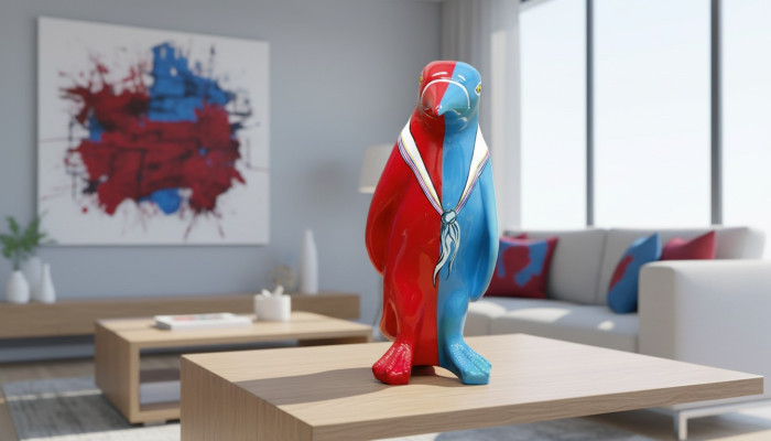 Design Pinguino Statua Scultura Figure Sculture Decorazione 3075 Nuovo